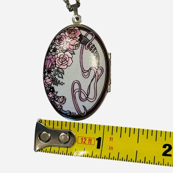 Michaela Frey Austria Hand Painted Enamel Silver Floral Art Necklace - Picture 7 of 8